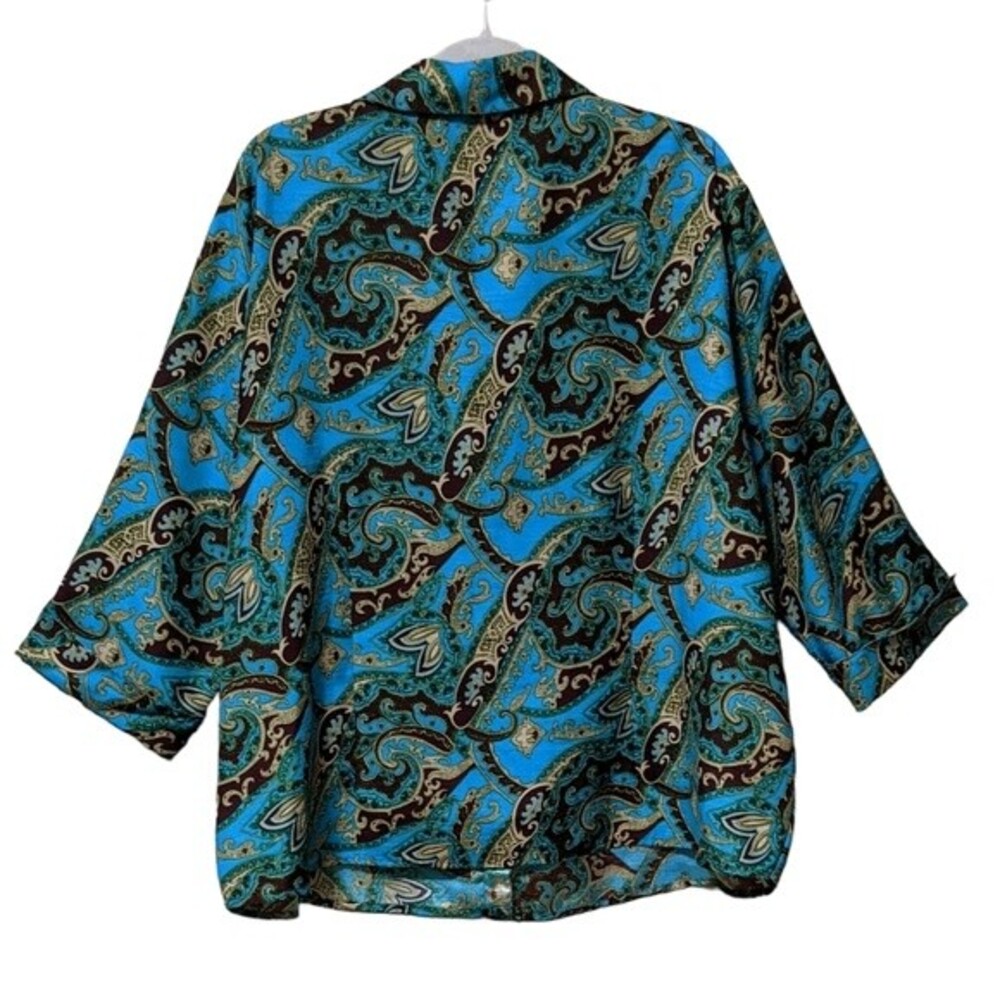 Selene Sport paisley novelty print collared button front shirt blouse 2X - Picture 2 of 6